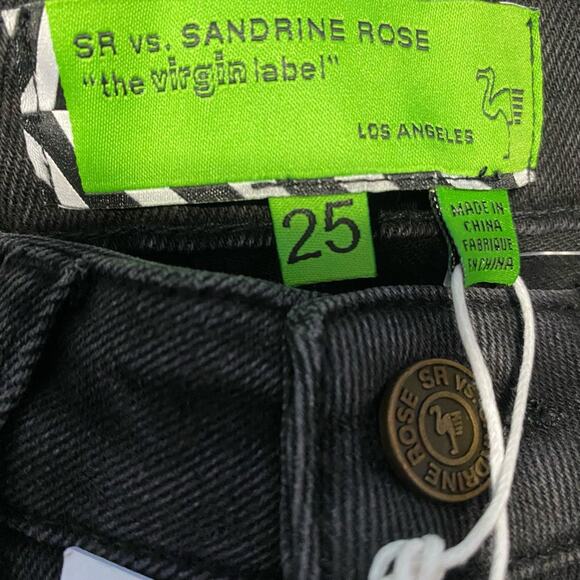 Sandrine Rose Free People Super Flare Jeans Distressed High Rise Black Size 25 - Picture 5 of 7